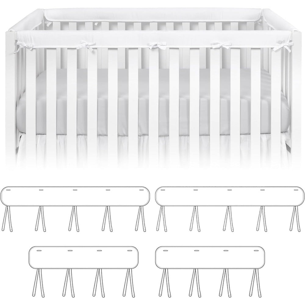 StoneSky 4Pcs Crib Rail Covers For Teething Baby Crib Guardrail Wrap Anti-Collision Cover