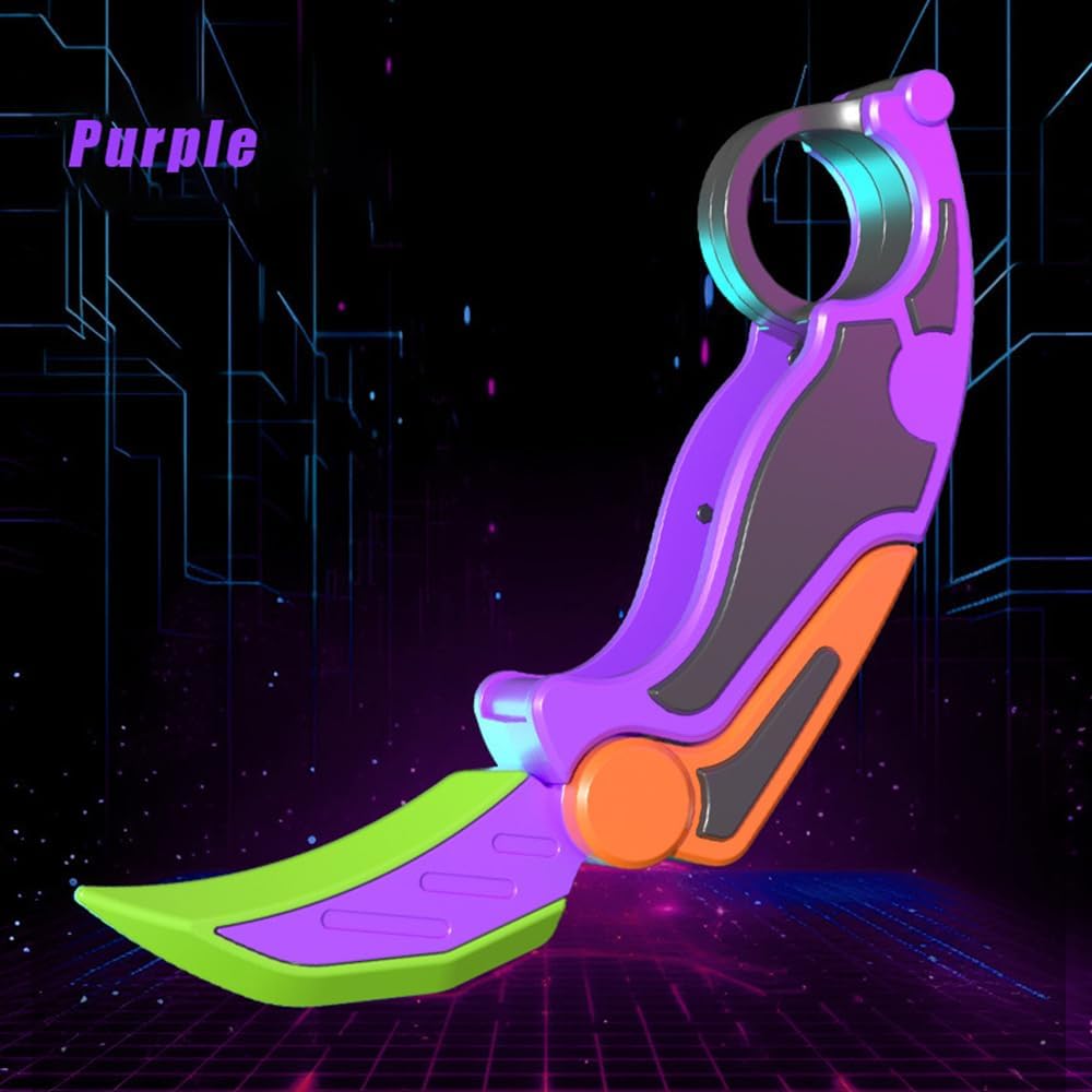 STONESKY Fidget Knife Toy, 3D Printed Plastic Claw Knife Trainer with Rubber Tip, Practice Knives Trainer Tool EDC Fidget Toy Stress Relief Toy, Perfect for Autism, ADD and Autism (Purple+Orange)