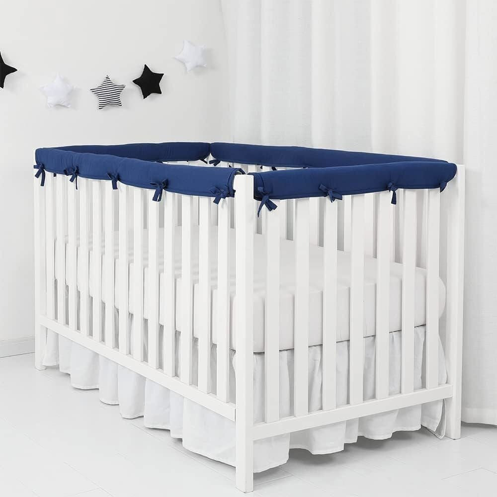 StoneSky 4pc Quilted Crib Rail Cover Protector Safe Teething Guard Wrap for Standard Crib