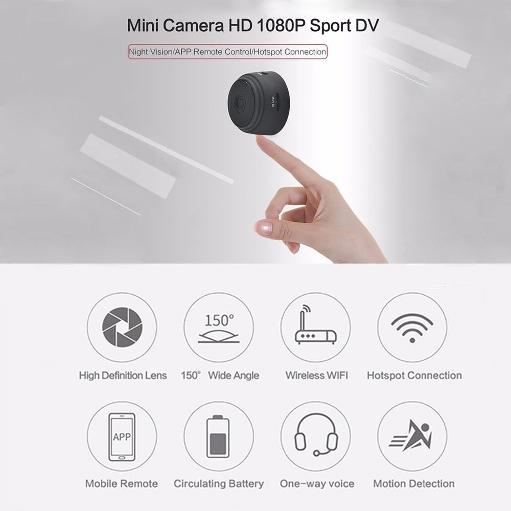 StoneSky Mini Hidden Spy Camera Wireless Wifi Home Security Night Vision HD 1080P w/ 32GB