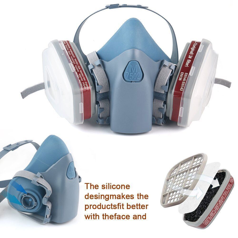 STONESKY 17 in 1 Half Face Gas Mask Spray Painting Facepiece Respirator Safety For 7502