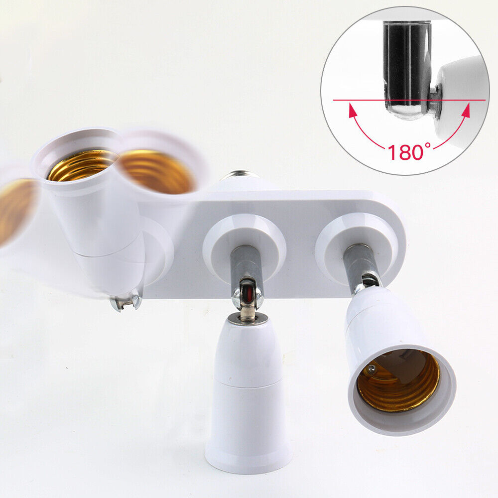 3 in 1 Light Socket Splitter E26 E27 Adapter Converter Horizontal 360°Adjustable