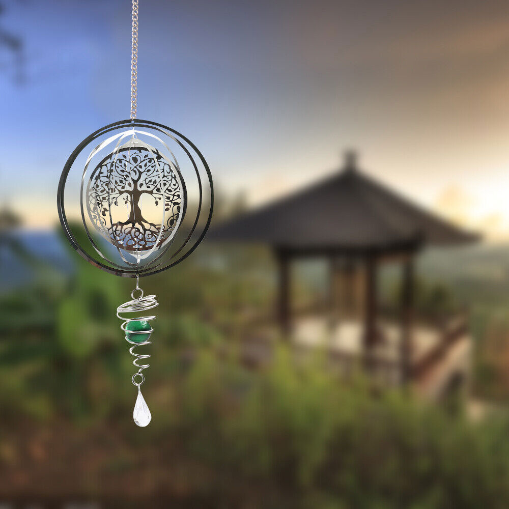 3D Rotating Wind Chimes Tree Of Life + Rotation Crystal Ball +Wind Spinner Motor
