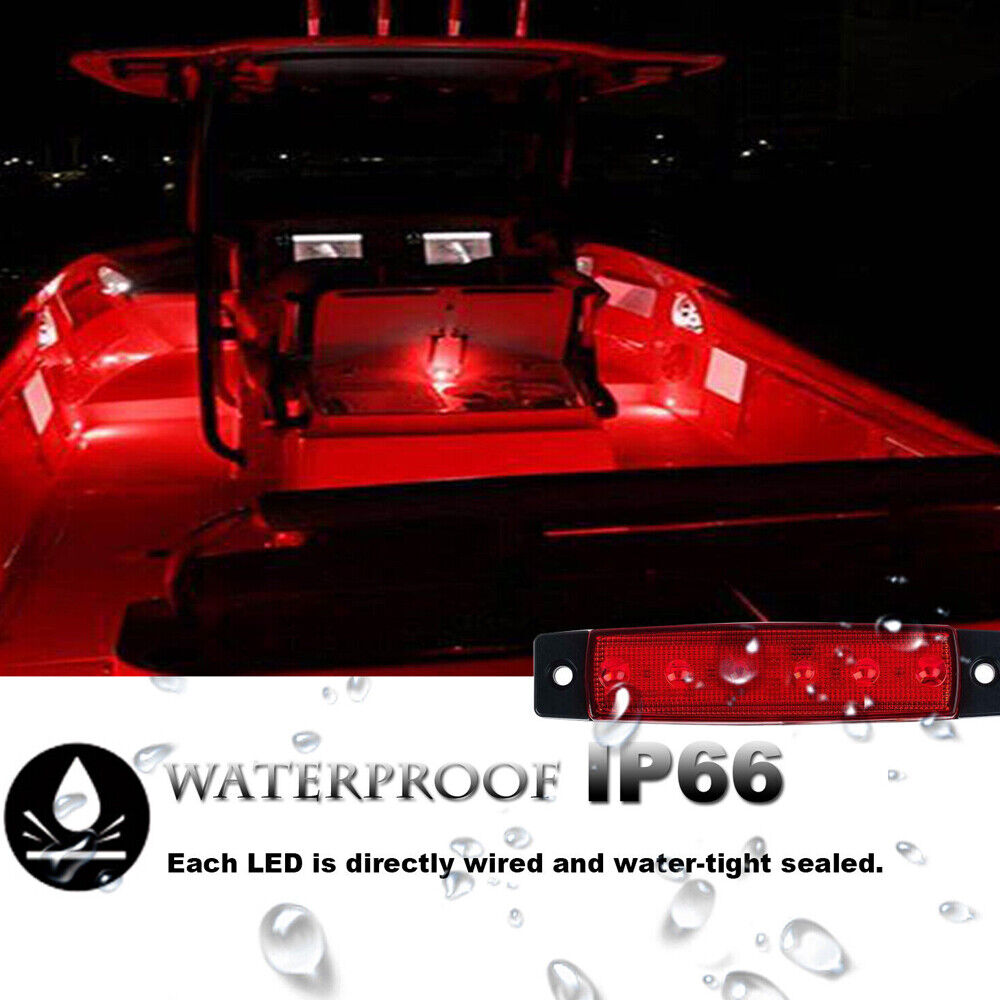 StoneSky 4Pcs Universal Red LED Marine Boat Cabin Lights Courtesy Light Deck Transom Lamp