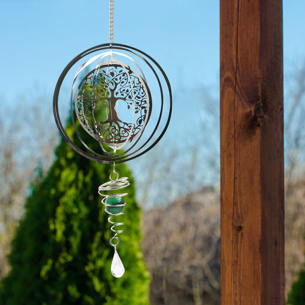 3D Rotating Wind Chimes Tree Of Life + Rotation Crystal Ball +Wind Spinner Motor