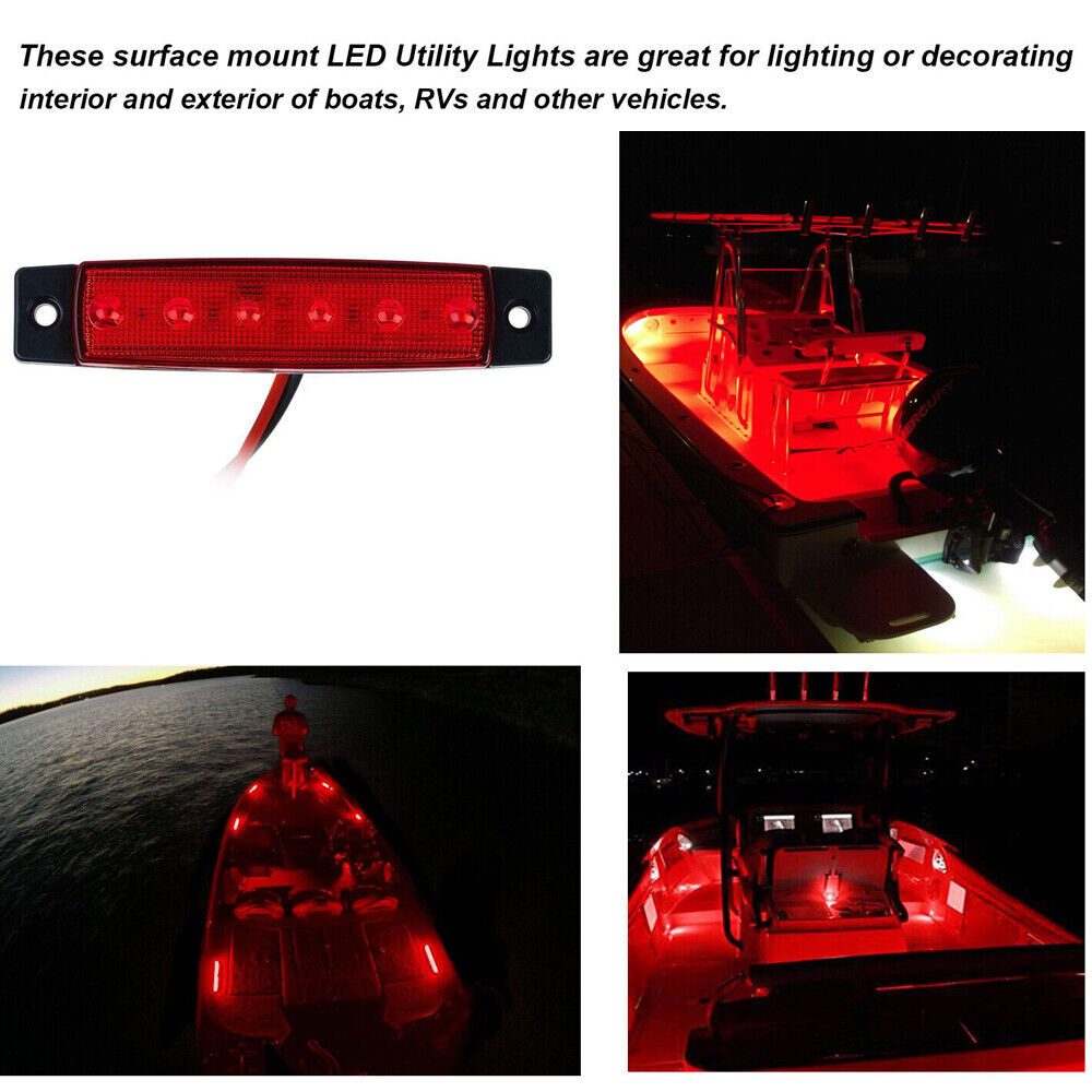 StoneSky 4Pcs Universal Red LED Marine Boat Cabin Lights Courtesy Light Deck Transom Lamp