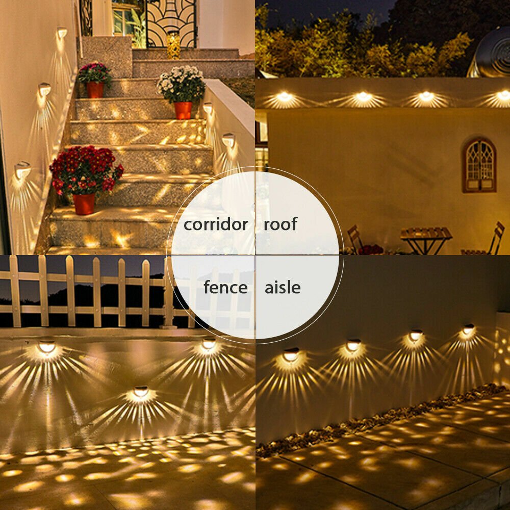 StoneSky 2Pcs Solar Fence Lights Outdoor Garden Waterproof Wall Mount Decorative Lights