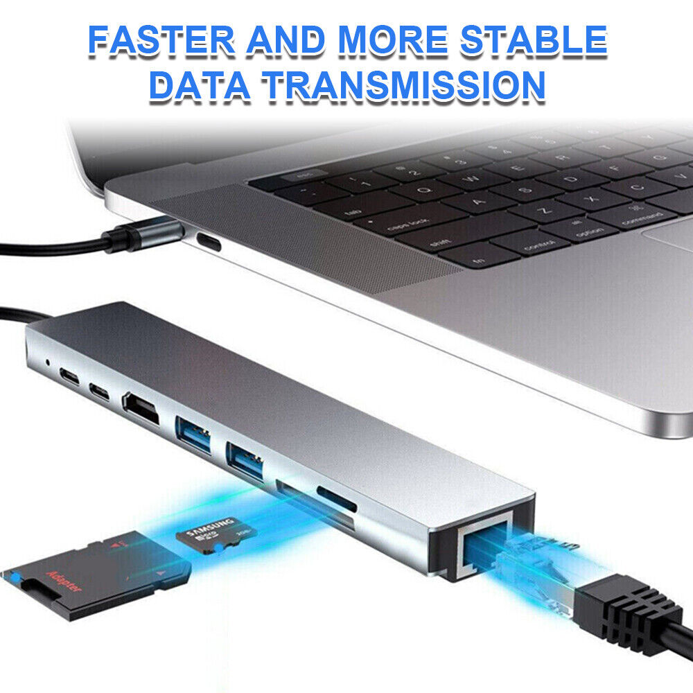 StoneSky 8 in 1 USB-C Hub Type C To USB 3.0 4K HDMI PD Adapter For iPhone Macbook Pro/Air