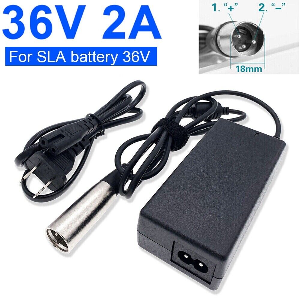 STONESKY 42V Adapter Charger for 36V 2A Lead Acid Battery Razor MX500 MX650 3Pin Male XLR