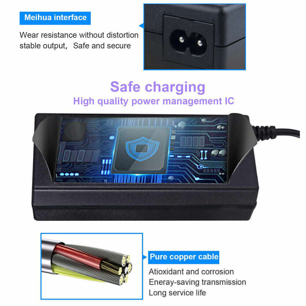EROCK 6 in 1 Set 42V 2A Li-ion Lithium Battery Charger for Electric Bicycle E-bike 36V