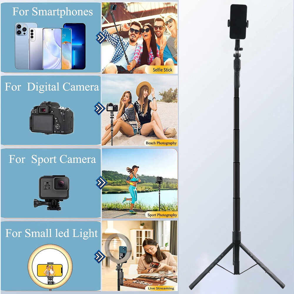 StoneSky 68" Wireless Remote Selfie Stick Tripod Cell Phone Camera Stand With Fill Lights