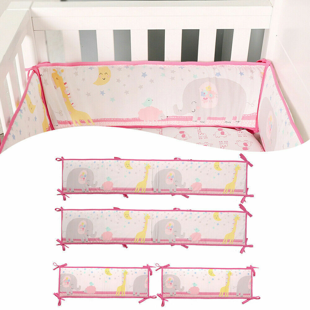StoneSky 4 in 1 Crib Kids Bed Fence Soft Cotton Protective Pad Crib Liner Anti-Collision