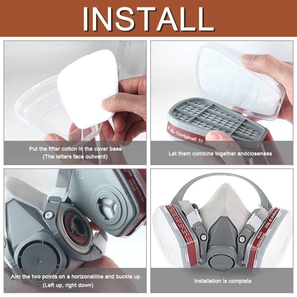StoneSky 17 in1 Half Face Gas Mask Facepiece Spray Painting Respirator Safety Suit F 6200