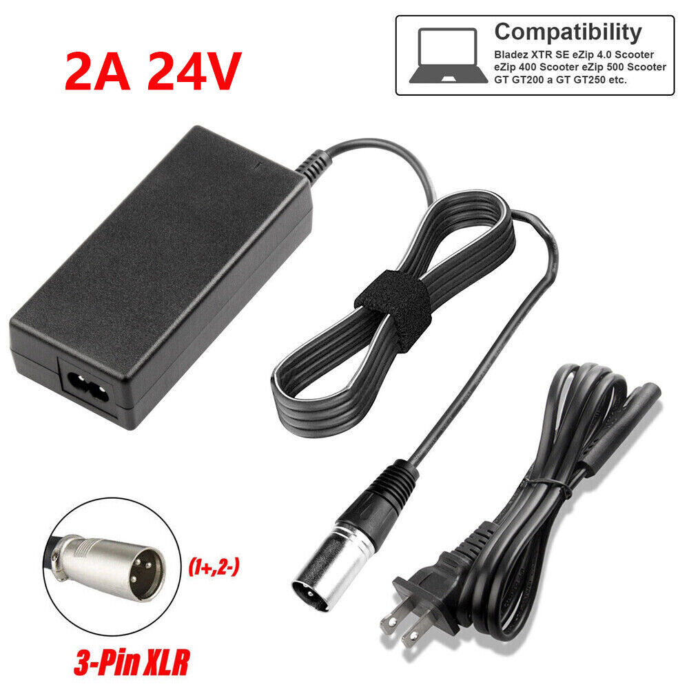 StoneSky 24V 2A-5A XLR Battery Charger for Mobility Pride Scooter Electric Wheelchair