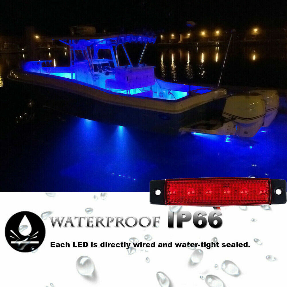 StoneSky 4Pcs Universal Red LED Marine Boat Cabin Lights Courtesy Light Deck Transom Lamp