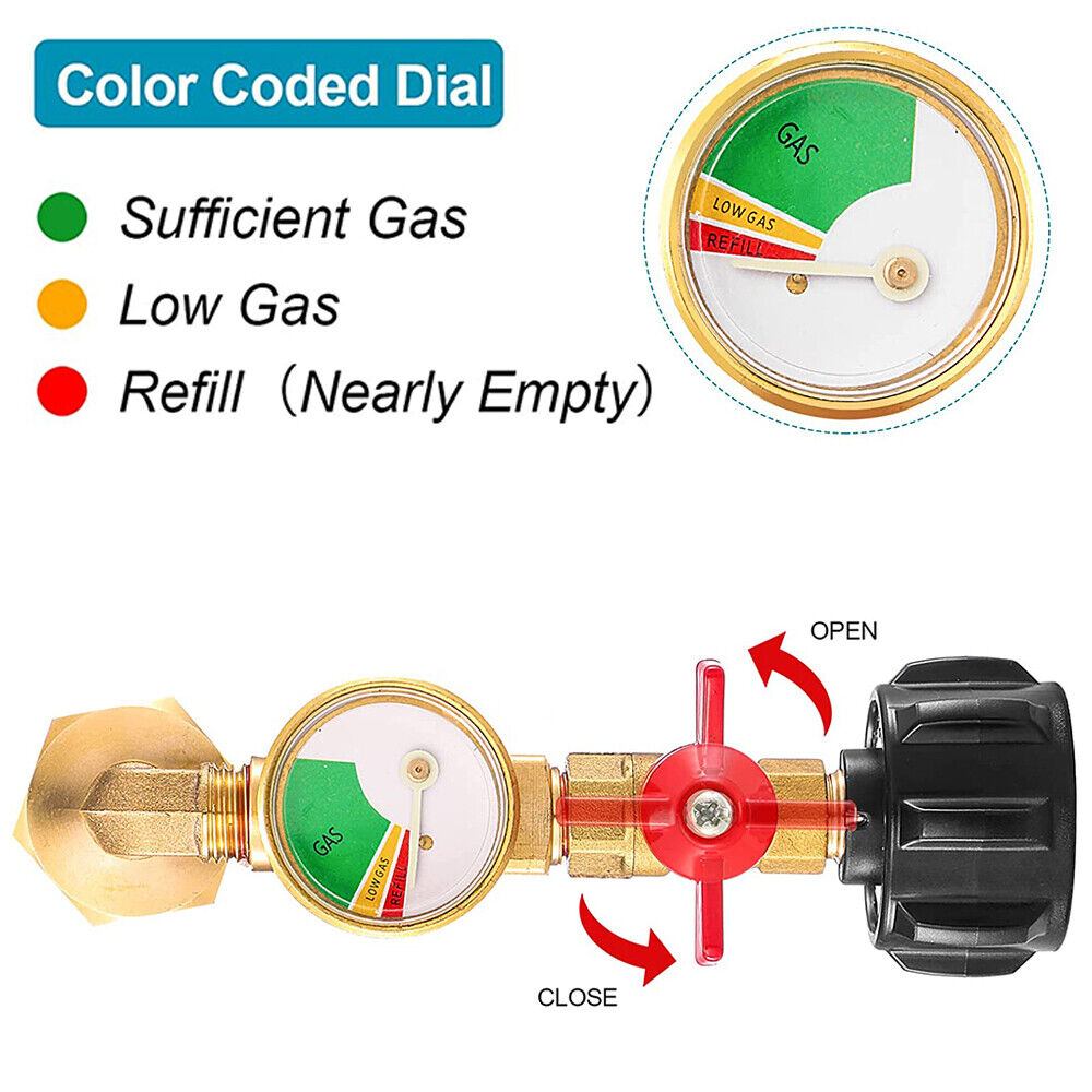 StoneSky Propane Refill Adapter with Valve and Gauge, Fill 1 Lb Bottles From 5-40 Lb Tank