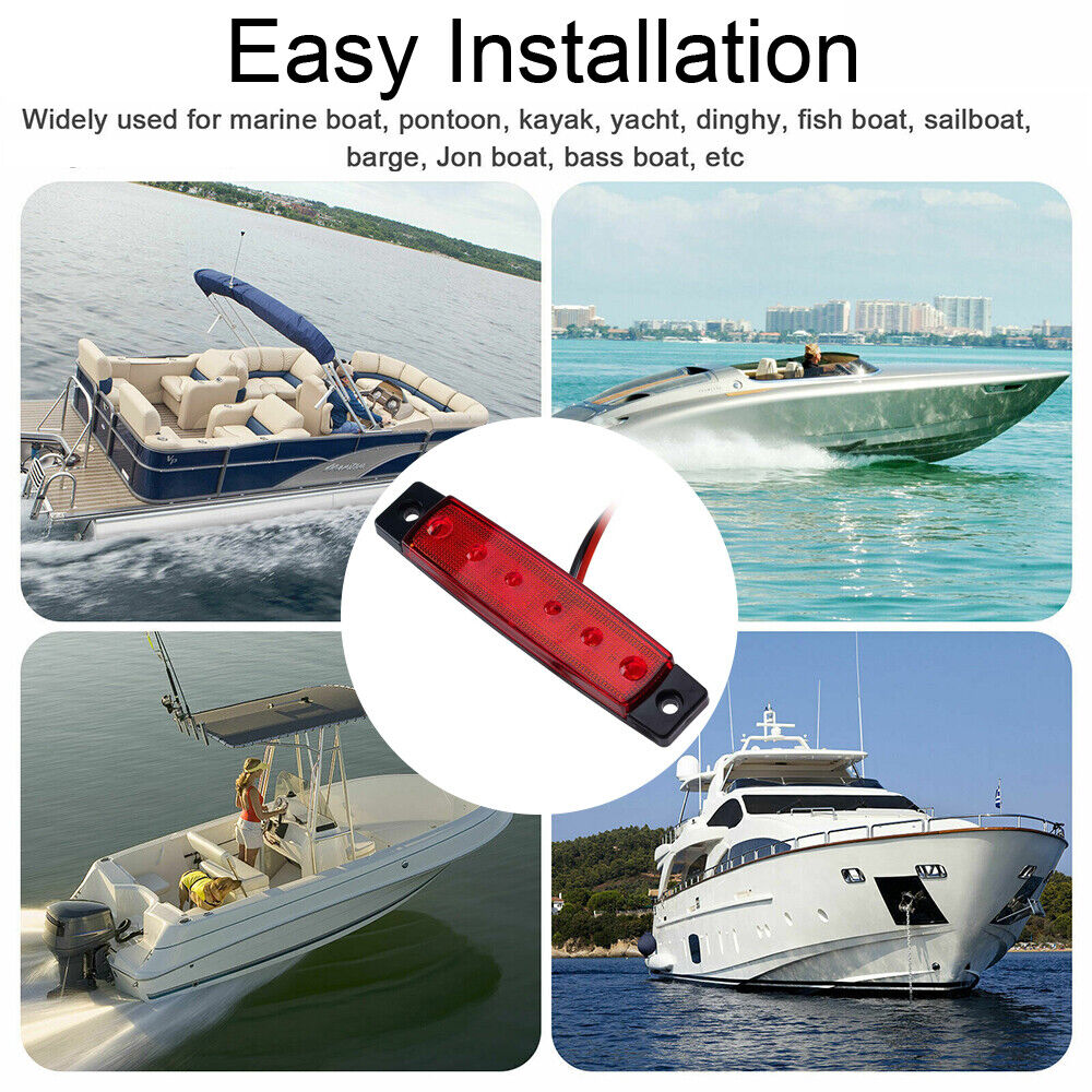 StoneSky 4Pcs Universal Red LED Marine Boat Cabin Lights Courtesy Light Deck Transom Lamp