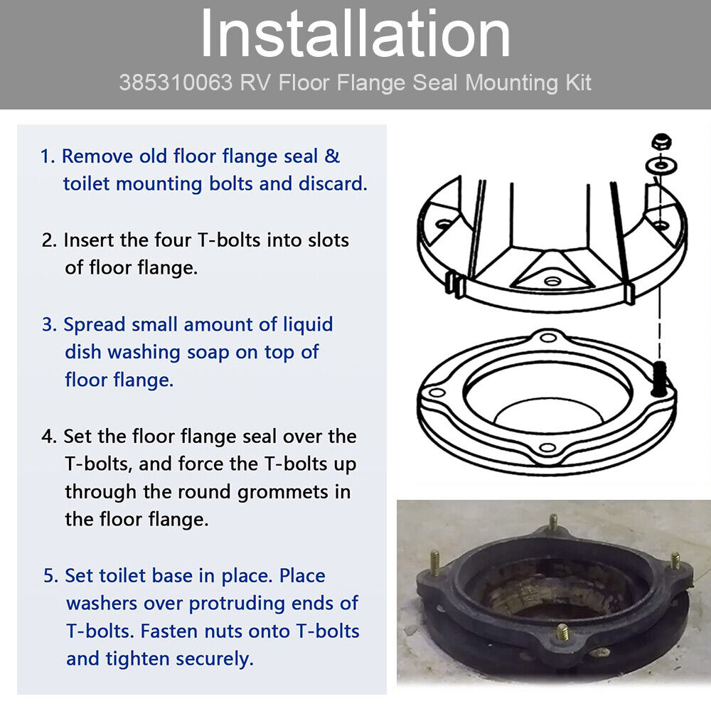 StoneSky 385310063 RV Floor Flange Seal and Mounting Kit For Dometic/Sealand Toilets