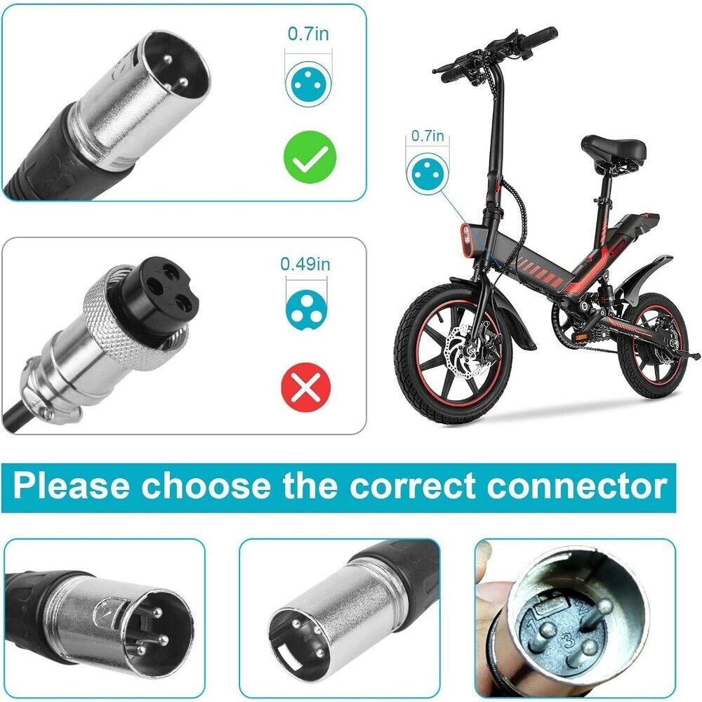 STONESKY 42V Adapter Charger for 36V 2A Lead Acid Battery Razor MX500 MX650 3Pin Male XLR
