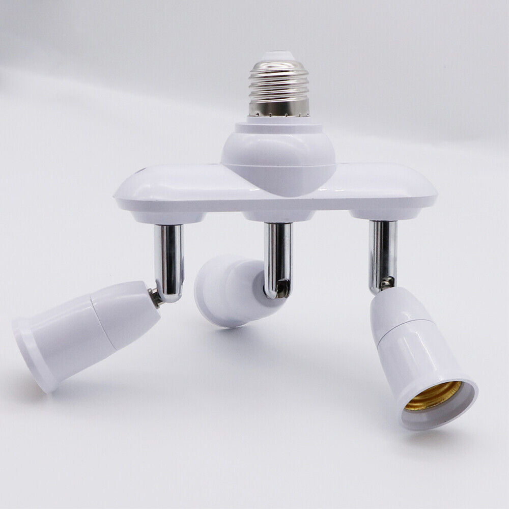 3 in 1 Light Socket Splitter E26 E27 Adapter Converter Horizontal 360°Adjustable