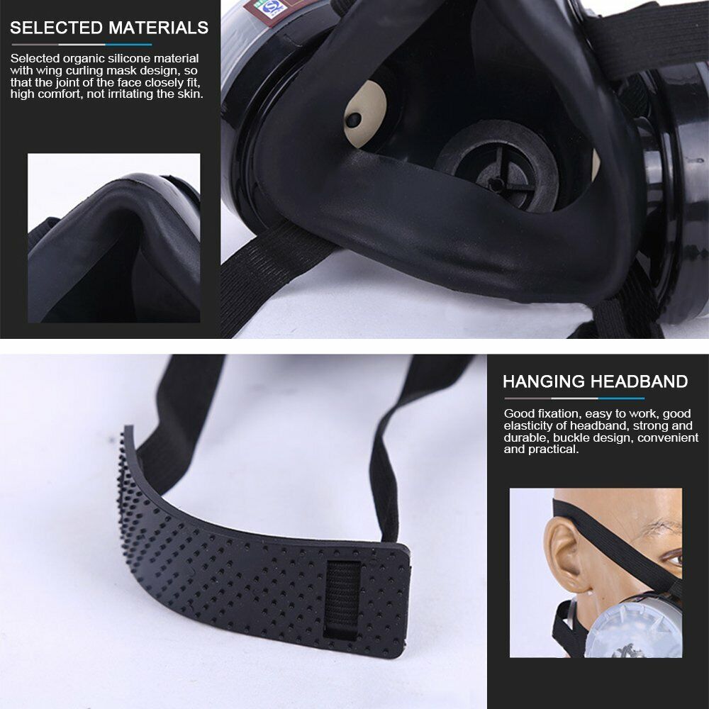 StoneSky Half Face Gas Mask Dual Filter Cartridge Work Safety Chemical Respirator Glasse