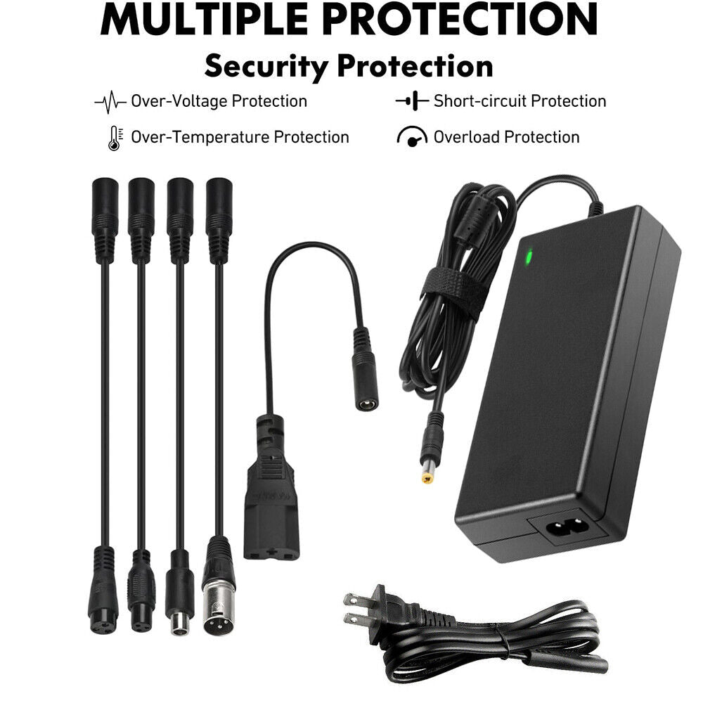 EROCK 6 in 1 Set 42V 2A Li-ion Lithium Battery Charger for Electric Bicycle E-bike 36V