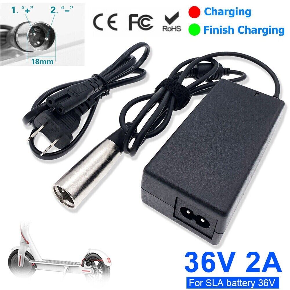 STONESKY 42V Adapter Charger for 36V 2A Lead Acid Battery Razor MX500 MX650 3Pin Male XLR