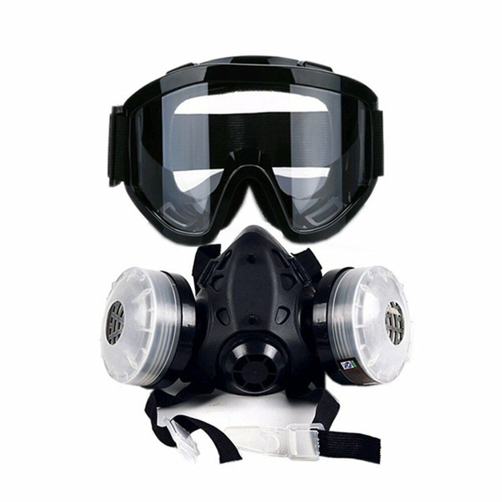 STONESKY Half Face Gas Mask Dual Filter Safety Chemical Cartridge Work Respirator Glasse