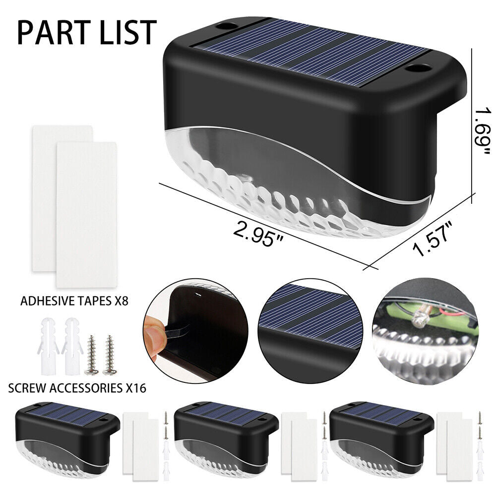 StoneSky 4Pcs Solar Deck Lights Outdoor Stairs Lights LED Waterproof Patio Garden Decor