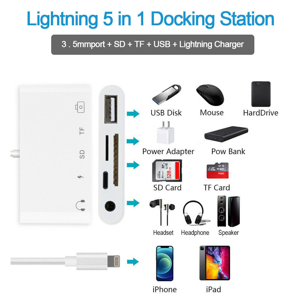 STONESKY EROCK Mini 5 to USB OTG Camera Adapter IOS14+ For iPhone 11 XS XR Max 8 7 iPad Air 1 2
