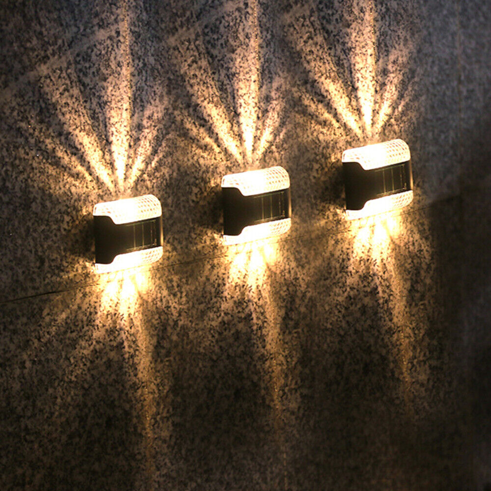 StoneSky 4PCS Solar Led Lights Outdoor Waterproof Garden Wall Fence Yard Warm White Lamps
