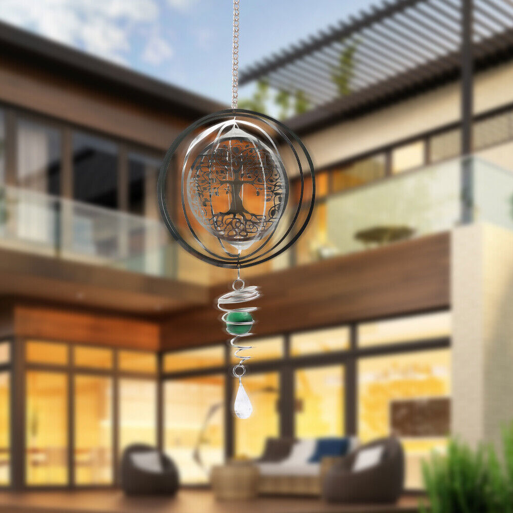 3D Rotating Wind Chimes Tree Of Life + Rotation Crystal Ball +Wind Spinner Motor