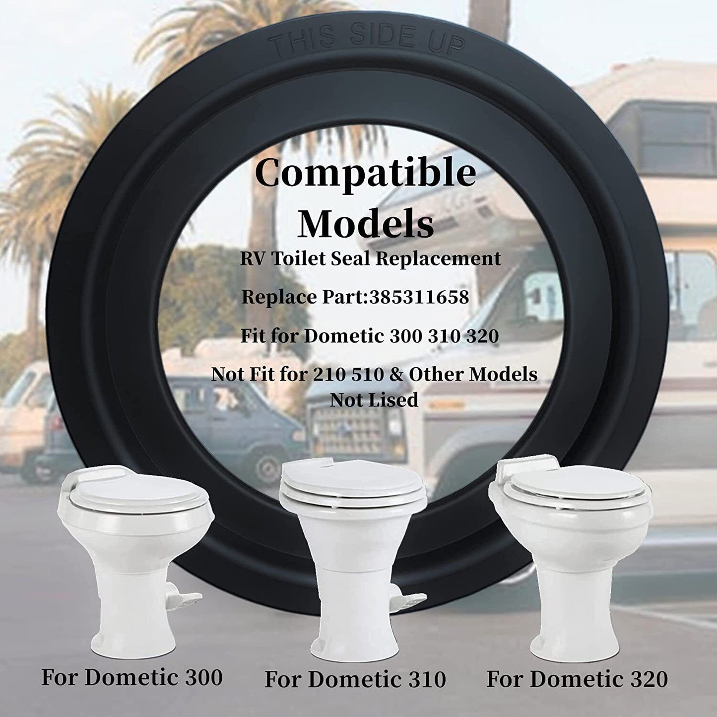 StoneSky 2Pcs Toilet Flush Ball Seal 385311658 Replacement For Dometic 300 310 320 RV