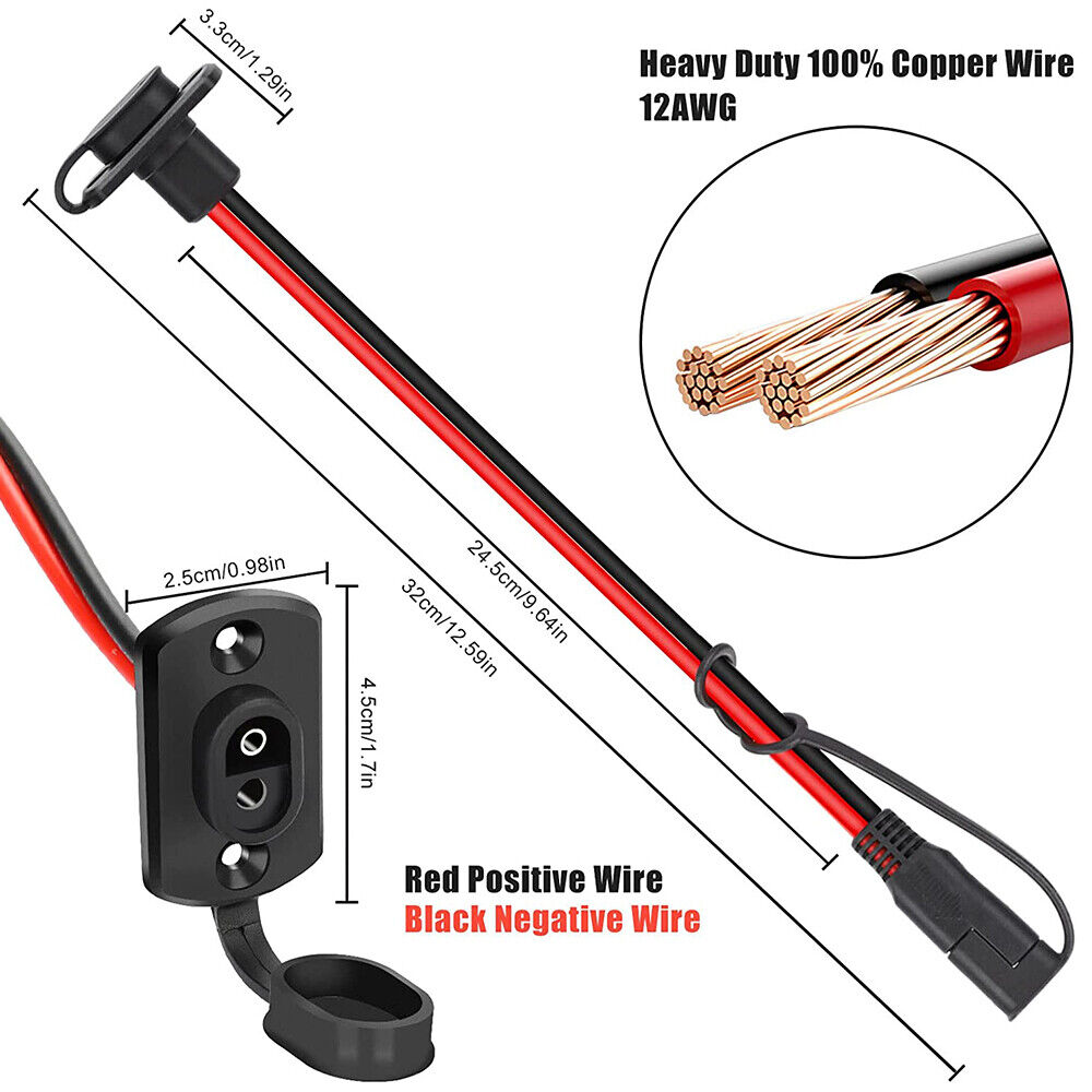 StoneSky 1FT SAE Quick Connector Harness 12AWG SAE Extension Cord Plug For Solar Panel