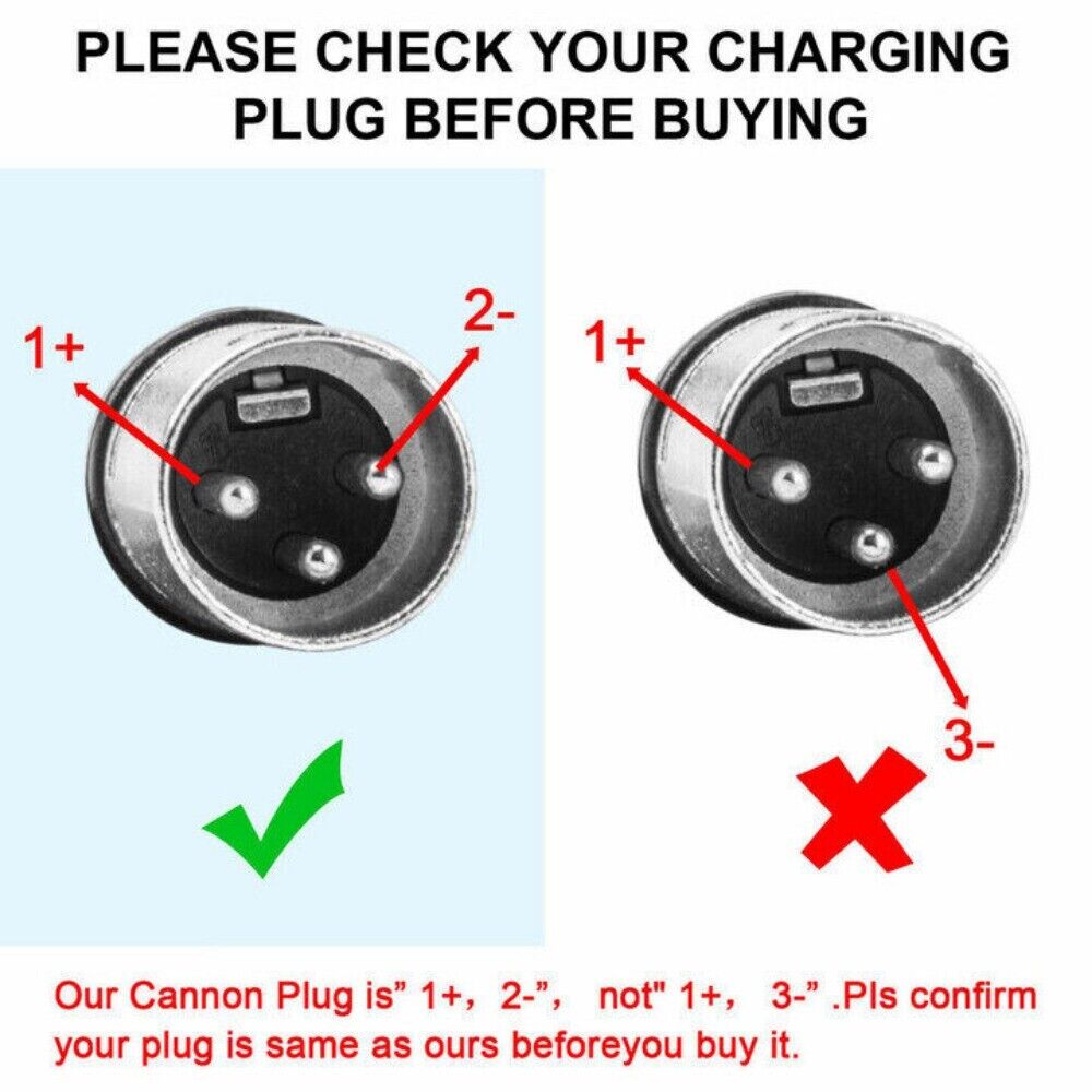 STONESKY 42V Adapter Charger for 36V 2A Lead Acid Battery Razor MX500 MX650 3Pin Male XLR
