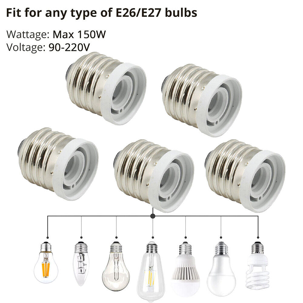 StoneSky 10Pcs E27 E26 to E12 Socket Adapter Candelabra Screw Socket Reducer Converter