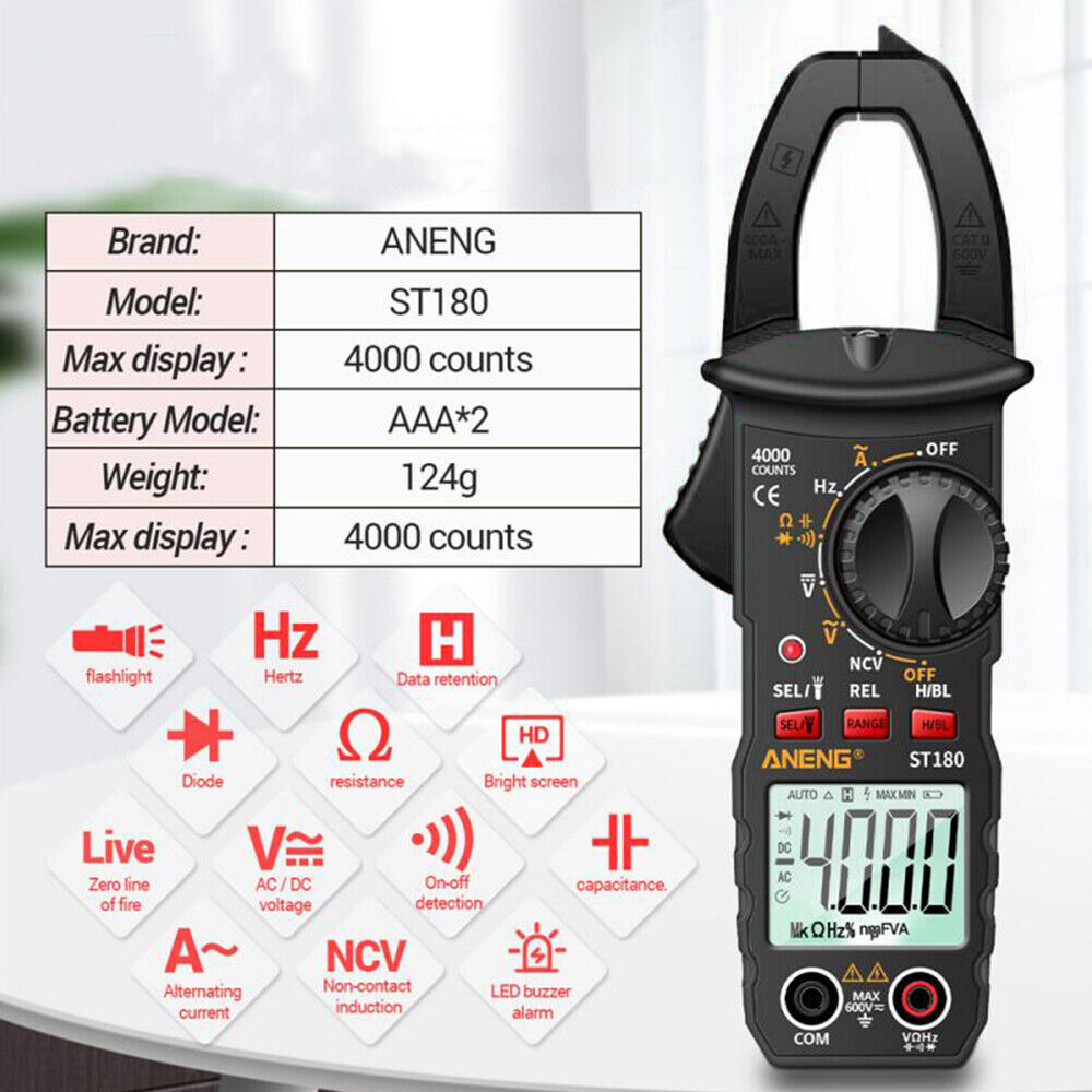 Digital Multimeter Tester AC DC Volt Amp Clamp Meter Auto Range LCD Handheld