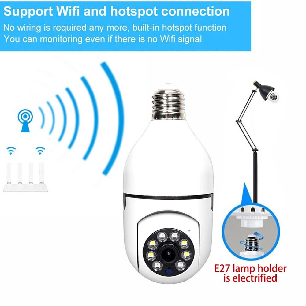 StoneSky Wireless Light Bulb Security Camera Outdoor 2.4G WiFi 1080P Smart Screw in Light