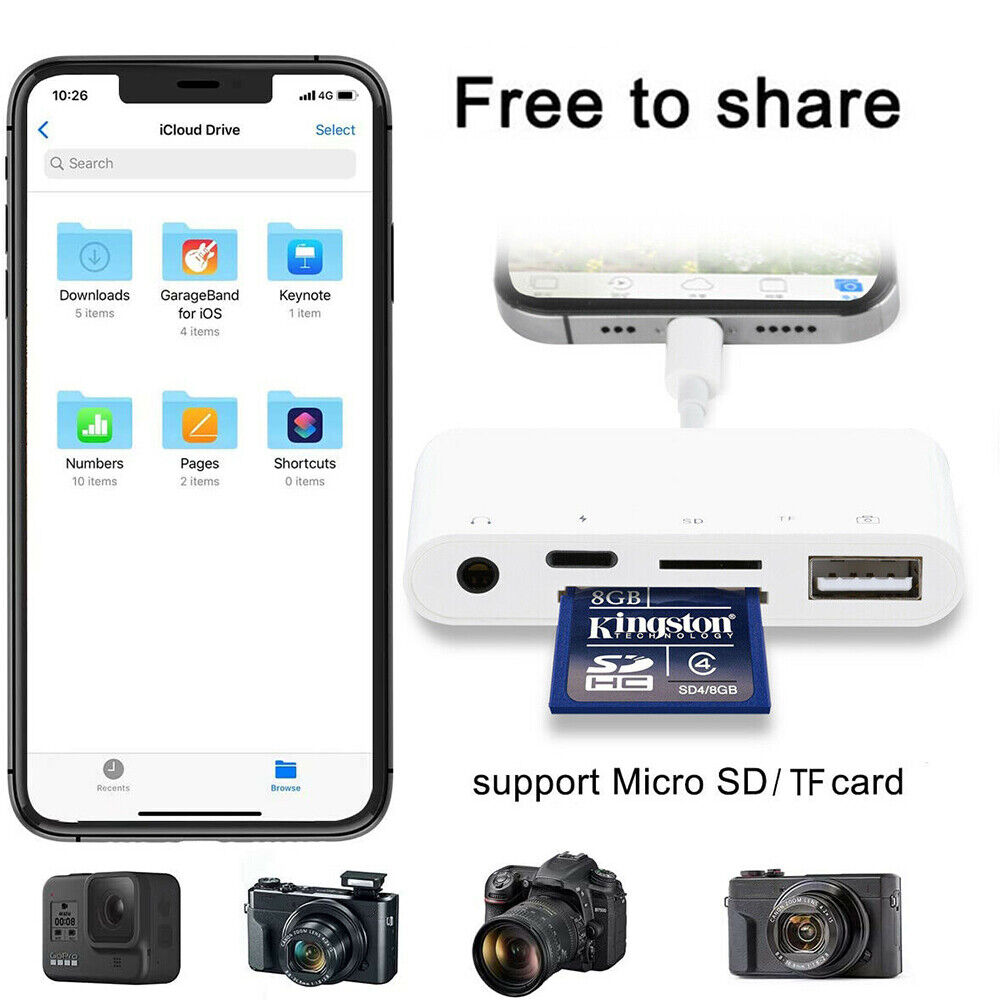 STONESKY EROCK Mini 5 to USB OTG Camera Adapter IOS14+ For iPhone 11 XS XR Max 8 7 iPad Air 1 2