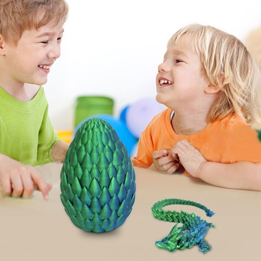 3D Printed Dragon in Egg Articulated Dragon Crystal Dragon Fidget Toy Desk Decor