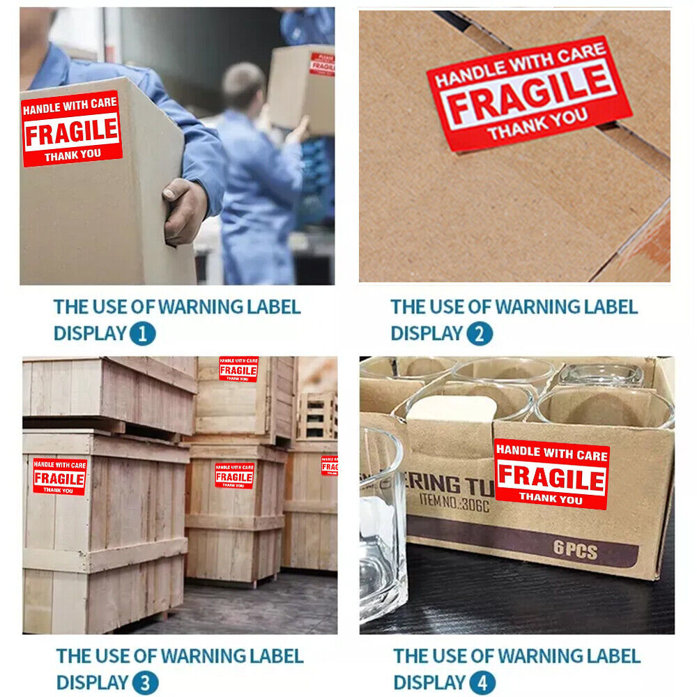 StoneSky 250Pcs/Roll 1.77" Handle With Care Fragile Thank You Small Warning Label Sticker