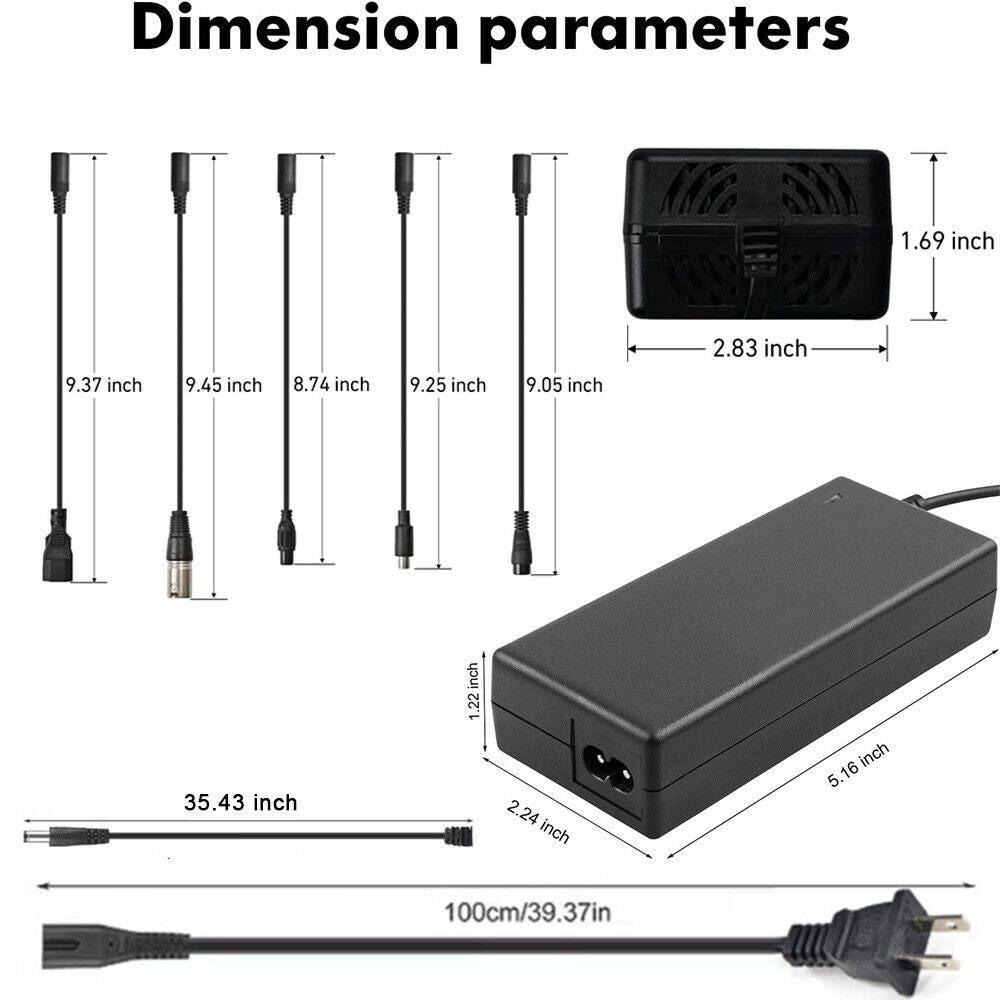 EROCK 6 in 1 Set 42V 2A Li-ion Lithium Battery Charger for Electric Bicycle E-bike 36V