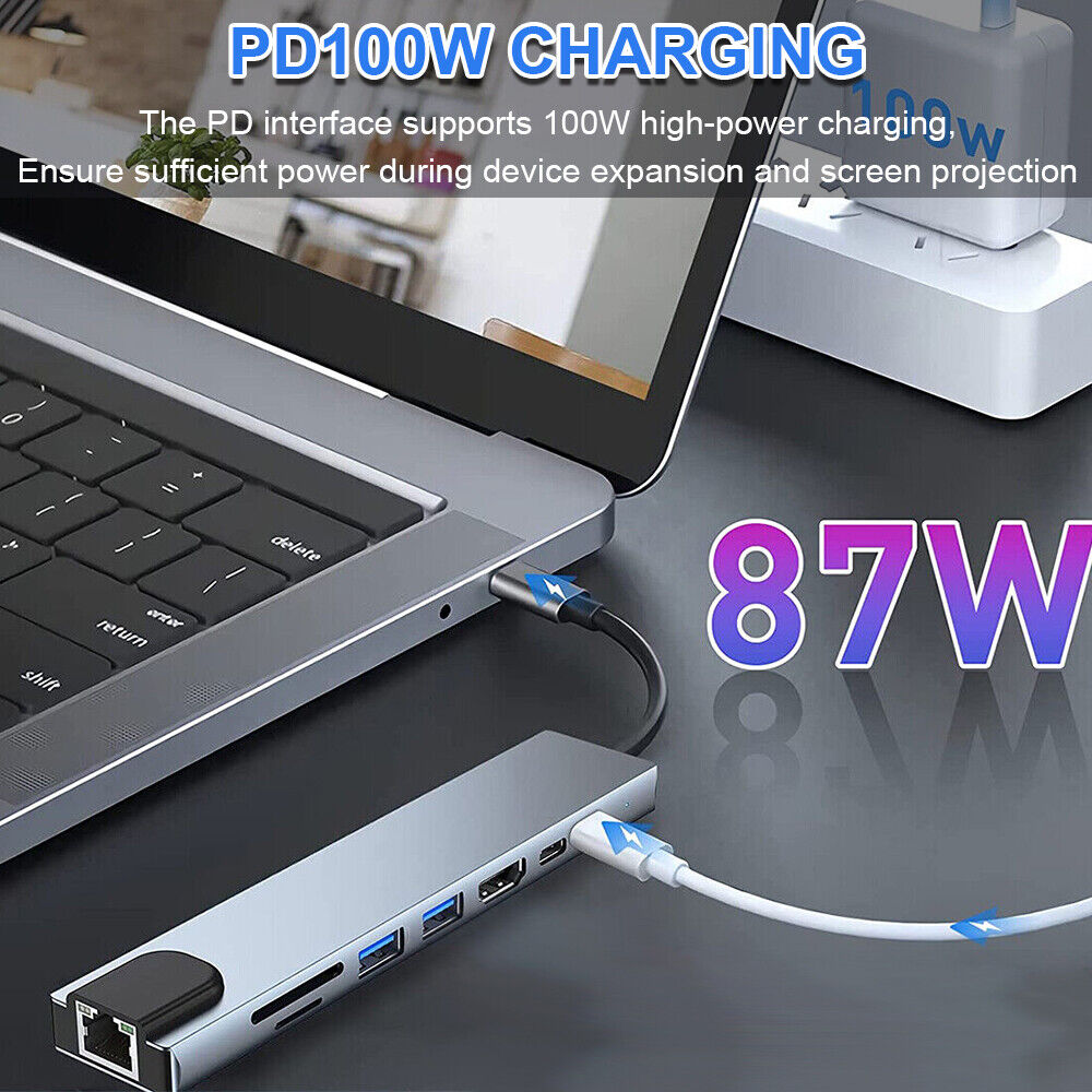 StoneSky 8 in 1 USB-C Hub Type C To USB 3.0 4K HDMI PD Adapter For iPhone Macbook Pro/Air
