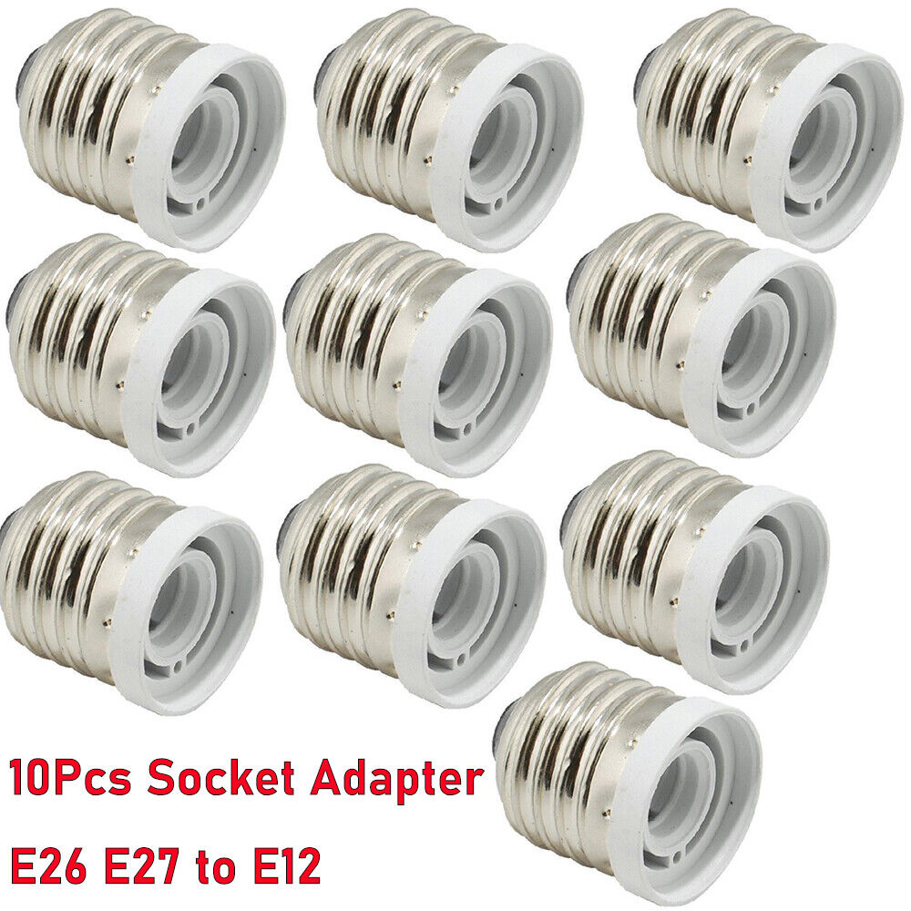 StoneSky 10Pcs E27 E26 to E12 Socket Adapter Candelabra Screw Socket Reducer Converter