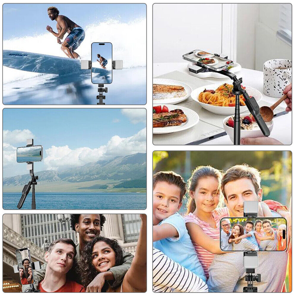 StoneSky 68" Wireless Remote Selfie Stick Tripod Cell Phone Camera Stand With Fill Lights