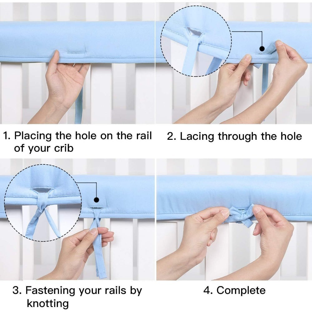 StoneSky 3 Pack Baby Crib Rail Cover Protector Safe Teething Guard Wrap for Standard Crib
