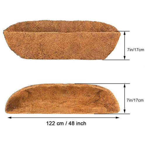 StoneSky 2PCS 24"/30"/36"/48" Coco Liner Trough Half Moon Shaped Planter Liner For Window