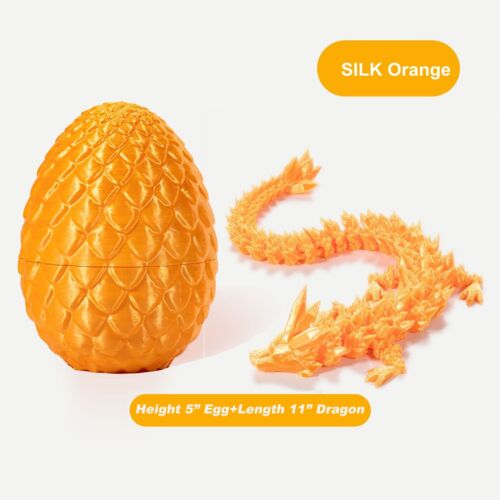 3D Printed Dragon in Egg Articulated Dragon Crystal Dragon Fidget Toy Desk Decor