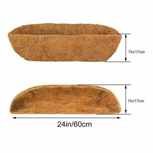 StoneSky 2PCS 24"/30"/36"/48" Coco Liner Trough Half Moon Shaped Planter Liner For Window