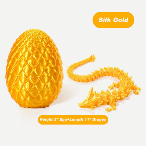 3D Printed Dragon in Egg Articulated Dragon Crystal Dragon Fidget Toy Desk Decor